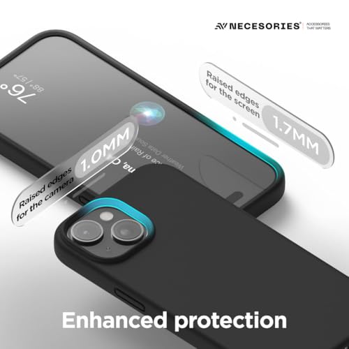 Image of Liquid Silicone Case Compatible for iPhone 15 Black | Slim Back Cover | Soft Touch Bumper | Shockproof Drop Protection | Microfiber Cloth Inside | Sleek Solid Design