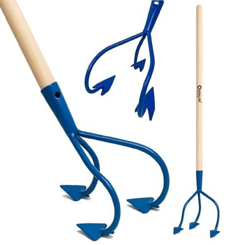 Crisalide® Zappino da Giardino a 3 Denti con Manico in Legno 150 cm – Attrezzo Professionale per Estirpare Erbacce, Smuovere e Aerare Il Terreno – Zappa Coltivatrice in Metallo Robusto