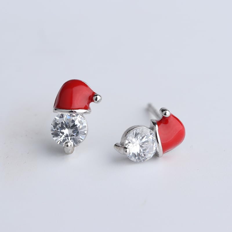 Christmas Earrings for Women Crystal Santa Christmas Hat Earrings Red Santa Claus Hat Stud Earrings Fashion Xmas Holiday Earring Jewelry Gift for Women - Image 6