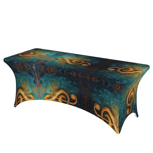 Nappe de table extensible imprimé musical housse stretch élasthanne 1,8m