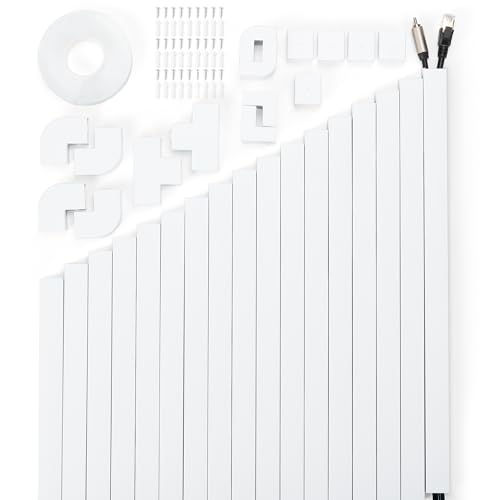 Image of 306in Cord Hider Kit, Cord Covers for Wires on Wall, Paintable Wire Cover for Cords, Cable Hider for Wall Mounted TV, White Cord Concealer, Cable Raceway Wire Management, 18x L17in x W0.95in x H0.55in
