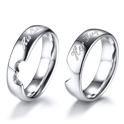 GINBL 6mm Mens Stainless Steel Her King His Queen for Couples Wedding Rings 5mm Women Promise Bands