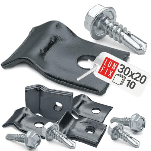 Befestigungsklemme Stabmattenzaun Spanndrahthalter inkl. Selbstschneidender Schrauben Maschendraht Graphit 10er Set