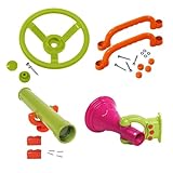 QUXVUIS Spielplatzzubehör für Kinder im Garten: Outdoor Spielset, Lenkrad, Teleskop, langanhaltender Spielspaß, Spielhaus, Baumhausaufsatz, Klettergerüst