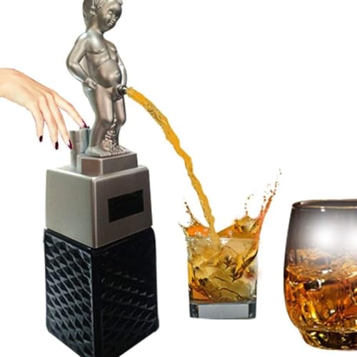Image of BARRAID Bonny Boy Silver Manneken PIS Whiskey & Wine Dispenser - 500ml Battery Operated Beverage Decanter | Funny Bar Accessory & Automatic Liquor Pourer | Ideal Gift for Husband, Boyfriend, or Boss