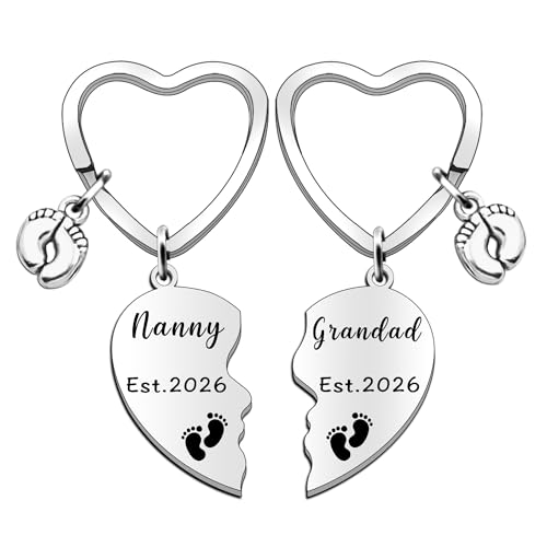 SDOFY 2026 New Grandparents Gifts New Nanny Gifts Grandad Gifts Nanny to Be Keyrings Grandad to be Keychains Gifts for Grandparents