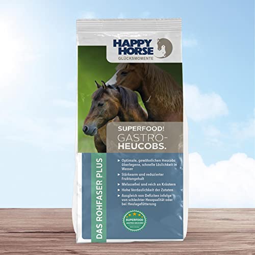 HAPPY HORSE Gastro Heucobs 14kg - Hochwertige Heucobs mit super schneller Einweichzeit - Ideal als Alternative oder zur Aufwertung des Grundfutters - Melassefrei, Stärkearm und reich an Kräutern Cover