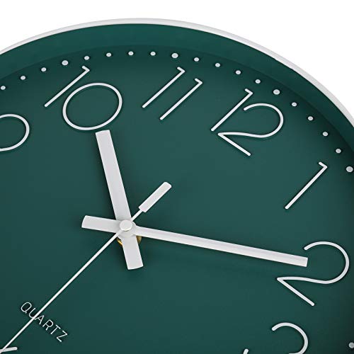 Image of jomparis 12 Inch Silent Non-Ticking Battery Operated Round Wall Clock Easy to Read Peacock Color Wall Clocks