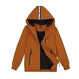 SNOW DREAMS Boys Spring Fall Winter Jacket Boys' Outerwear Jackets & Coats Hooded Waterproof Khaki Size 8-9