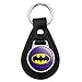 Batman Classic Bat Shield Logo Black Leather Keychain