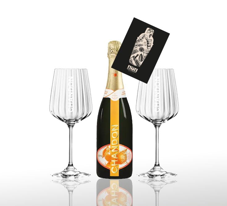 Chandon Garden Spritz Set 0,75L (11,5% Vol) + 2er Set Stilglas Glas Gläser Set Chandon Spritz Aperitif - [Enthält Sulfite] + Mixcompany Postkarte