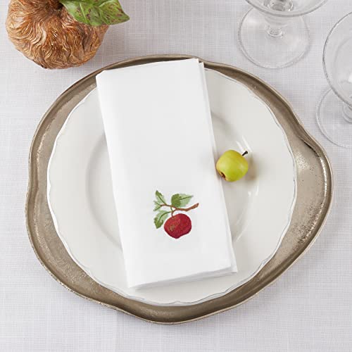 Servilletas con bordado manzana Saro Lifestyle set 4 miniatura 3