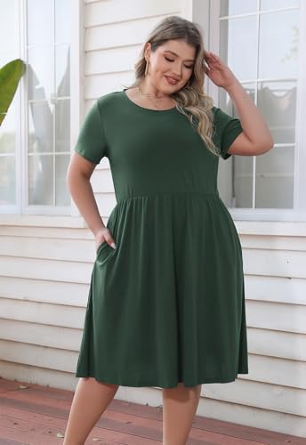 Image of Nemidor Women Plus Size Casual Dress Midi Flt Flare Pocket