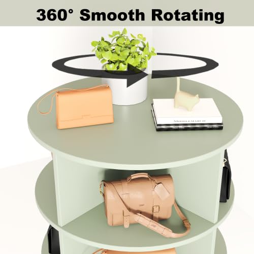 Image of HKLYRHIMO Rotating Storage Rack-American Design White-7-Tier Spinning Storage Rack,Free Standing 360 Revolving Shoe Organizer-for Bedroom,Livingroom,Hallway. (Green,7-Tier with Base)