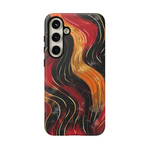 Coque Samsung S24 Plus motif abstrait ondulé rouge orange mate