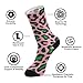 Pink and Green Leopard Print Fashion womens crew socks running athletic wicking black socks for (2-Pair)