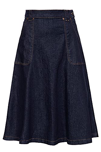 Queen Kerosin Damen Vintage Denim Swing Rock A-Linie Regular Fit