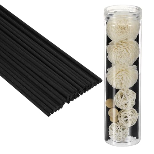 PATIKIL 20CM/8Inch Reed Diffuser Stick, 50 Pack Fiber Aroma Fragrance Refill Sticks Replacement with PET Bottle for Home Office Hotel Party Wedding, Black
