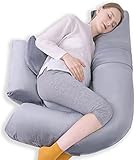 FABPAT Pregnancy Pillows Full Body Pillow for Sleeping, H-Shaped Adjustable Maternity Pillow for Pregnant Women with Washable Cover - Detachable Extension (Grey, Velvet)