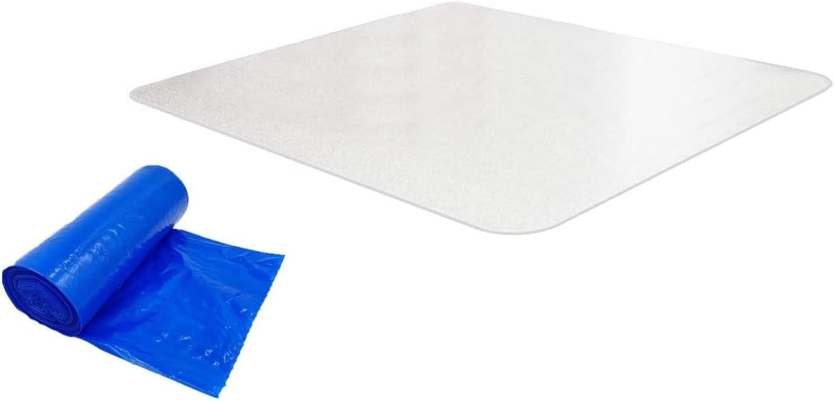 RESILIA Under Dog Crate Mat, 30" x 48", Clear with Commercial Grade Dog Poop Bags, Unscented, Blue, 1 Roll of 200 Bags