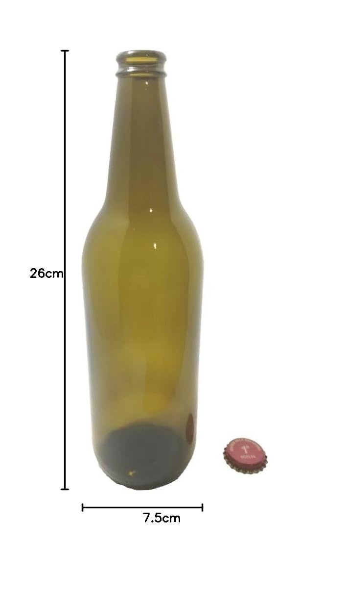 Juego de 10 botellas de cristal para cerveza artesanal, 600 ml, ámbar con tapón de corona, reutilizables
