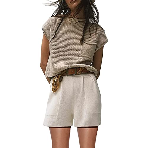 Qtinghua Zweiteilige Outfits Pullover Sets für Damen Strickpullover Tops...