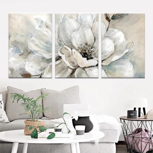 Décoration intérieure de salon moderne affiches de fleurs minimalistes triptyque de toile