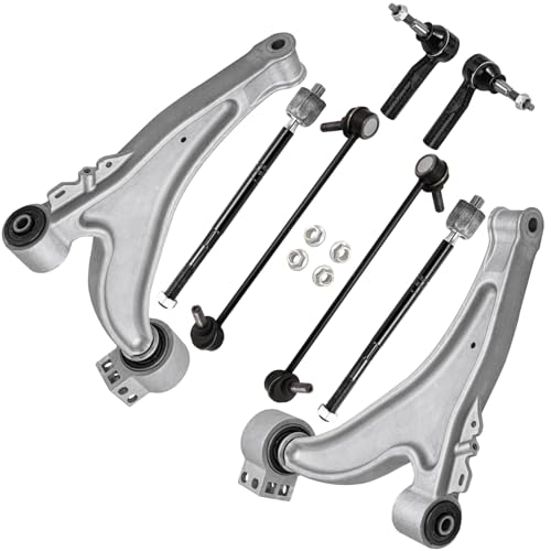 Image of Detroit Axle - 8pc Front End Suspension Kit for 2011-2016 Buick LaCrosse, 2014-2017 Regal, 2 Lower Control Arms 2 Front Stabilizer Sway Bar Links 4 Inner Outer Tie Rod Ends Replacement