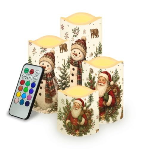Image of Santa Snowman Flameless Battery Operated Lamp with Remote