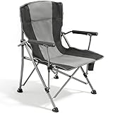 WILDROOTS Heavy Duty Camping Chair 500LBS Capacity, Portable Outdoor Chair Durable Padded Folding Chair Beach, Fishing