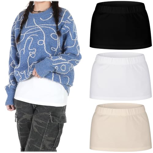 Zoooyawn 3 Pcs Shirt Extenders for Women Shirt Layering Extension Cami-shirt Layering Extension Half Slips Cleavage Cover for Women Cover Waist