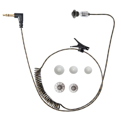 Tubeless Covert 1 Pin 3.5mm Listen Only Earpiece| 31-45IN Adjustable | FBI-Certified | for Motorola/Kenwood | Clear Stealth 22 Cable