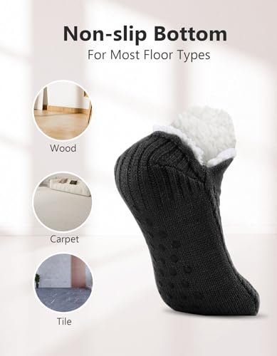 SIMIYA Men's Winter Slipper Socks with Grippers – Warm, Fuzzy, Fleece-Lined, Non-Slip, Cozy & Thick for Cold Weather Comfort3