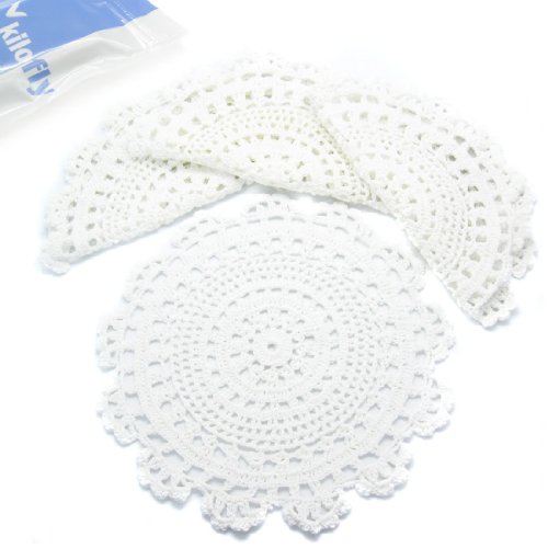 kilofly Manteles individuales redondos de ganchillo hechos a mano con encaje de...