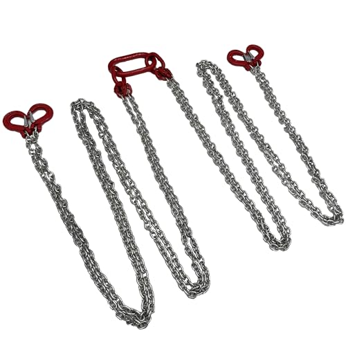 HQHAOTWU Chain Sling Lifting Chains with Hooks 9.8FT G80 Manganese Steel Galvanized Engine Chain Hoist Lifts 4Ton Capacity Lift Chain Sling with 4 Leg Grab Hooks for Cargo Towing and Handling