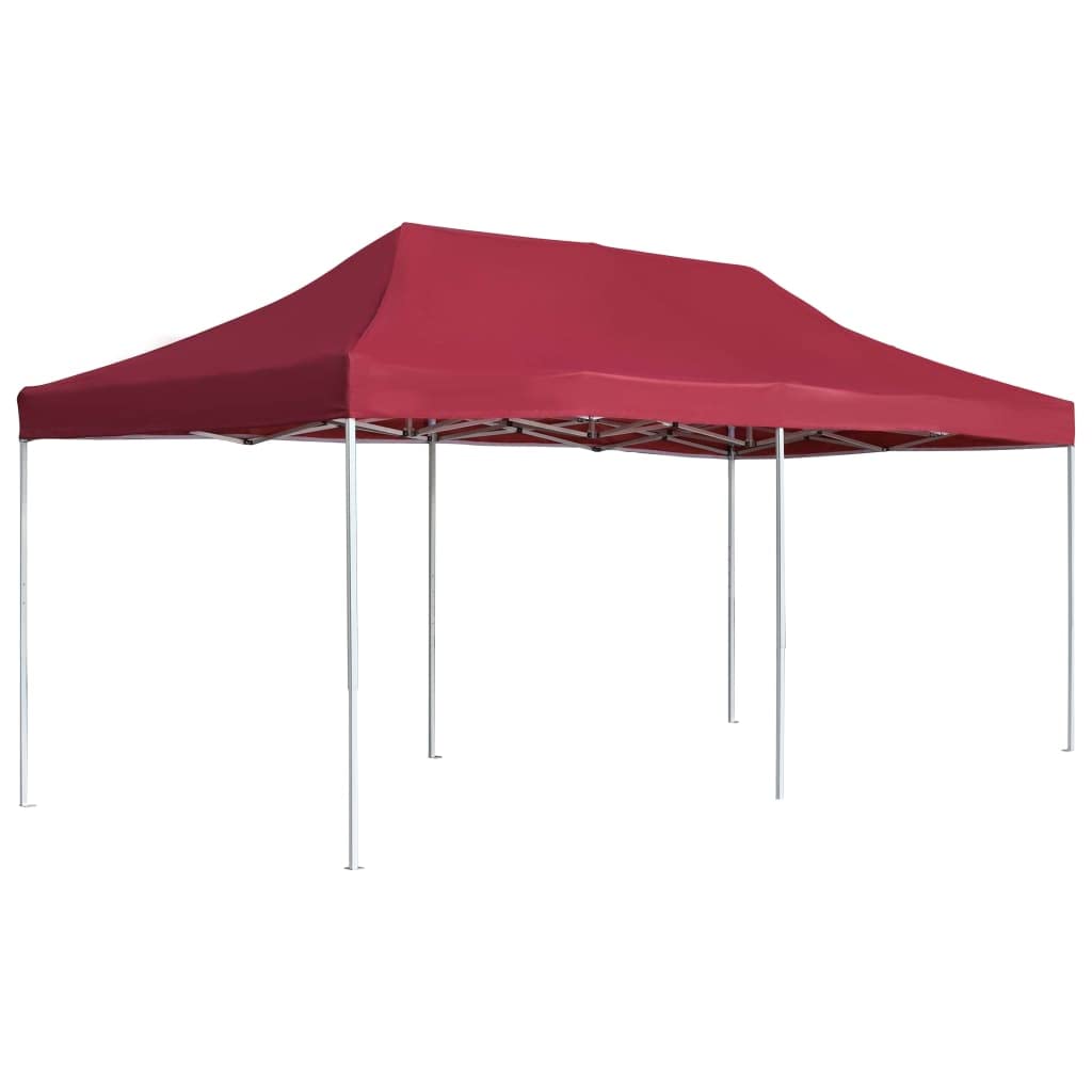 vidaXL Gazebo Pieghevole Classico Elegante Impermeabile Tenda Party Eventi Tendone da Giardino in Lega Alluminio Tessuto Oxfort PVC 4,5x3 m Rosso Vino