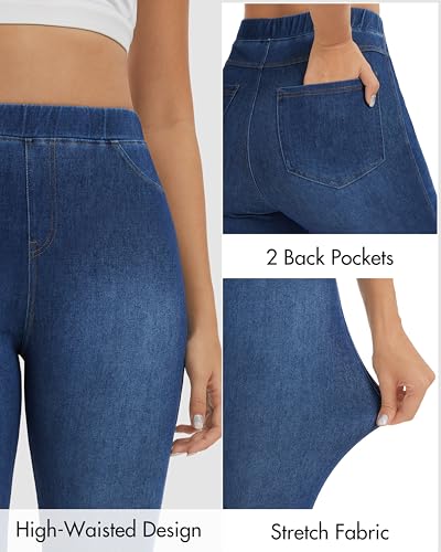 2 Pack High Waisted Jegging for Women Stretchy Tummy Control Skinny Jeans Pull on Leggings with Pockets Trendy - Image 4