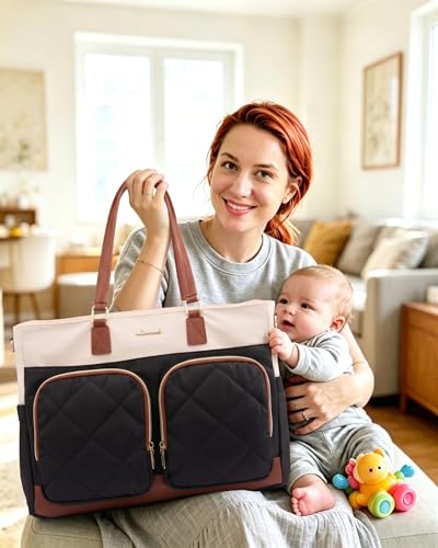 Image of LOVEVOOK Lunch Bag for Women, 15.6 Inch Laptop Work Tote with Lunch Compartment & Cup Holder, Oversized Work Bag for Teacher Nurse