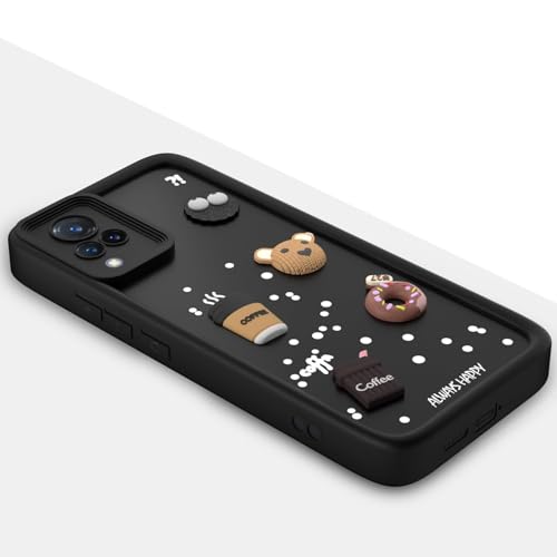 Image of Bintage Cute Fun Taddy| 3D Ball Bear| Donut| Coffee Rubber Case Full Body & Camera Protection Back Cover Compatible for Vivo V21 4G / V21 5G - Black