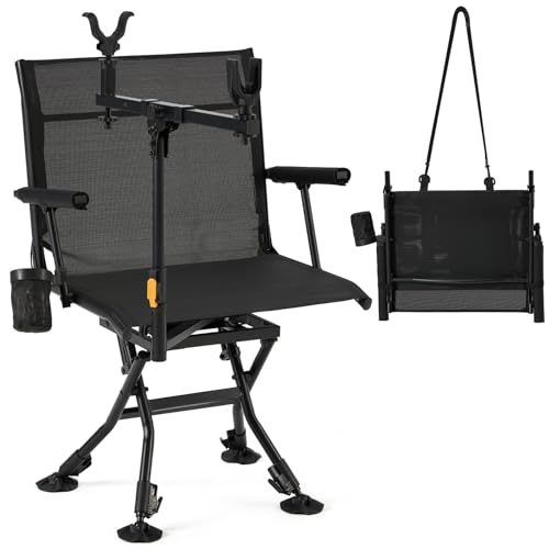 Danrelax Hunting Chair with Gun Rest, 360° Swivel, Adjustable Shooting Support, Portable for Blind or Range