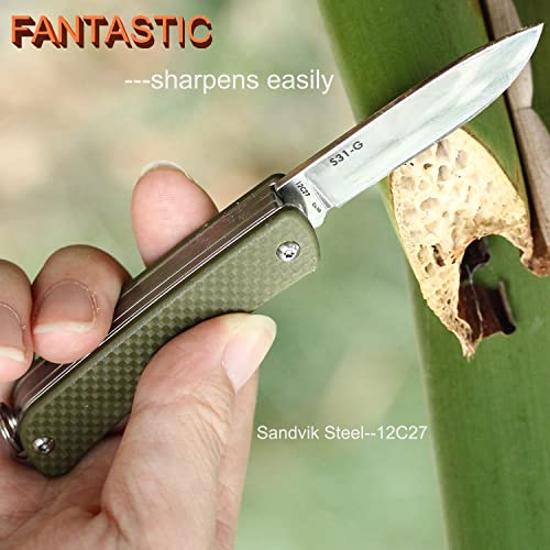 Image of Ruike Keychain Small Pocket Knife Multitool 6 in 1,12C27 Steel,G10,EDC Army