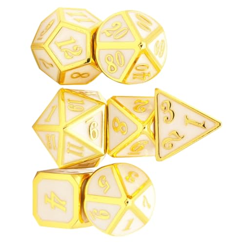 Dados de metal dorados con números grandes y legibles, set de 7 piezas poliédricas TOYANDONA