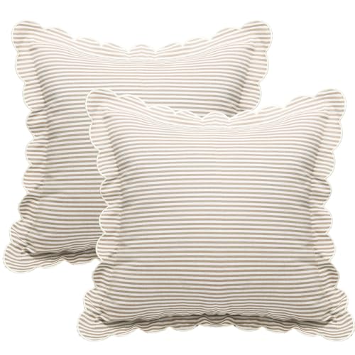 Newwiee Beige 2 Pack Scalloped Pillow Cover 18 x...