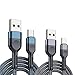 Produktbild Kompatibel mit HUAWEI P40 lite USB Type C Kabel 2m+1m USB C Kabel Nylon Geflochtenes/Silikon Ladekabel für HUAWEI P40 lite, 3A/5A Fast Charge Kabel 2 Stück (3A Nylon,1m+2m)