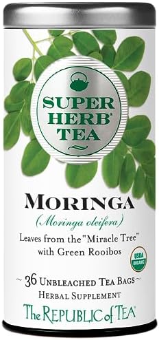 The Republic of Tea SuperHerb Organic Moringa Herbal Tea, 36 Count