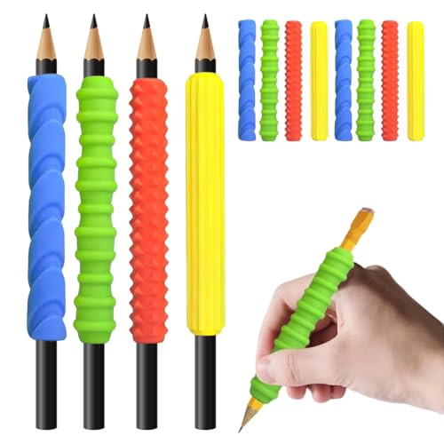 PYEUIFT 4 Stück Sensorik Kaustift Aufsatz aus Silikon – Texturierte ADHS Fidget Stiftaufsätze für Kinder & Erwachsene mit Autismus oder Angststörung – & Konzentrationshilfe Schule Büro
