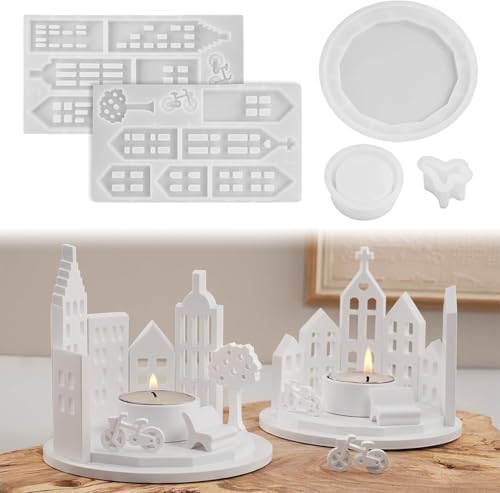 ChilArt 5er Set Silikonformen Häuser - Gießformen Für Gips & Harz, DIY Bastelset Mit 5 Verschiedenen Motiven