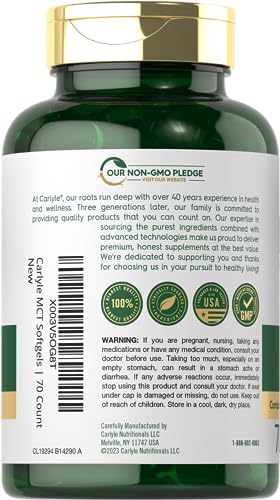 Carlyle CL19294 Mct Oil Capsules 3600 Mg | 70 Softgels | Keto Coconut Oil Pills | Non-Gmo & Gluten Free Supplement thumb #2