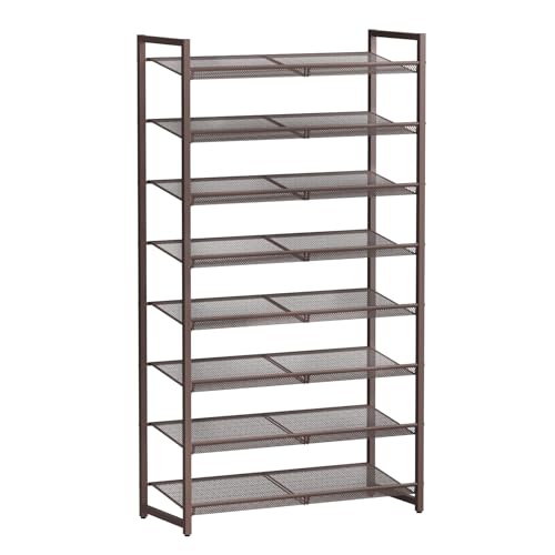 Image of 8Tier Metal Tall Shoe Rack,Large Shoe Rack for Closet,entryway,Garage, with Adjustable Flat or Angled Shelves, Hold 32-40 Pairs Shoes