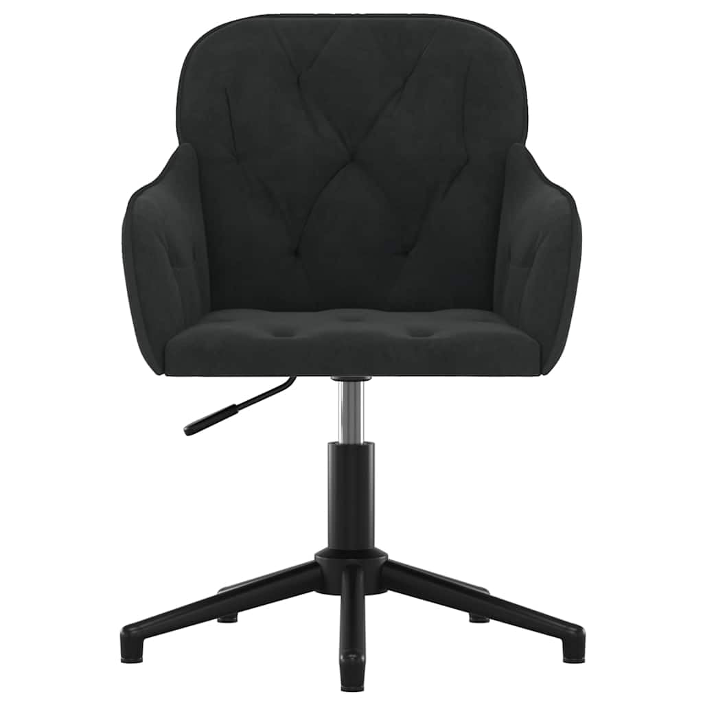 Chaise de bureau pivotante en velours noir avec accoudoirs et soutien dorsal ergonomique, réglable en hauteur, rotation à 360 degrés, charge jusqu'à 110 kg, idéale pour le bureau à domicile